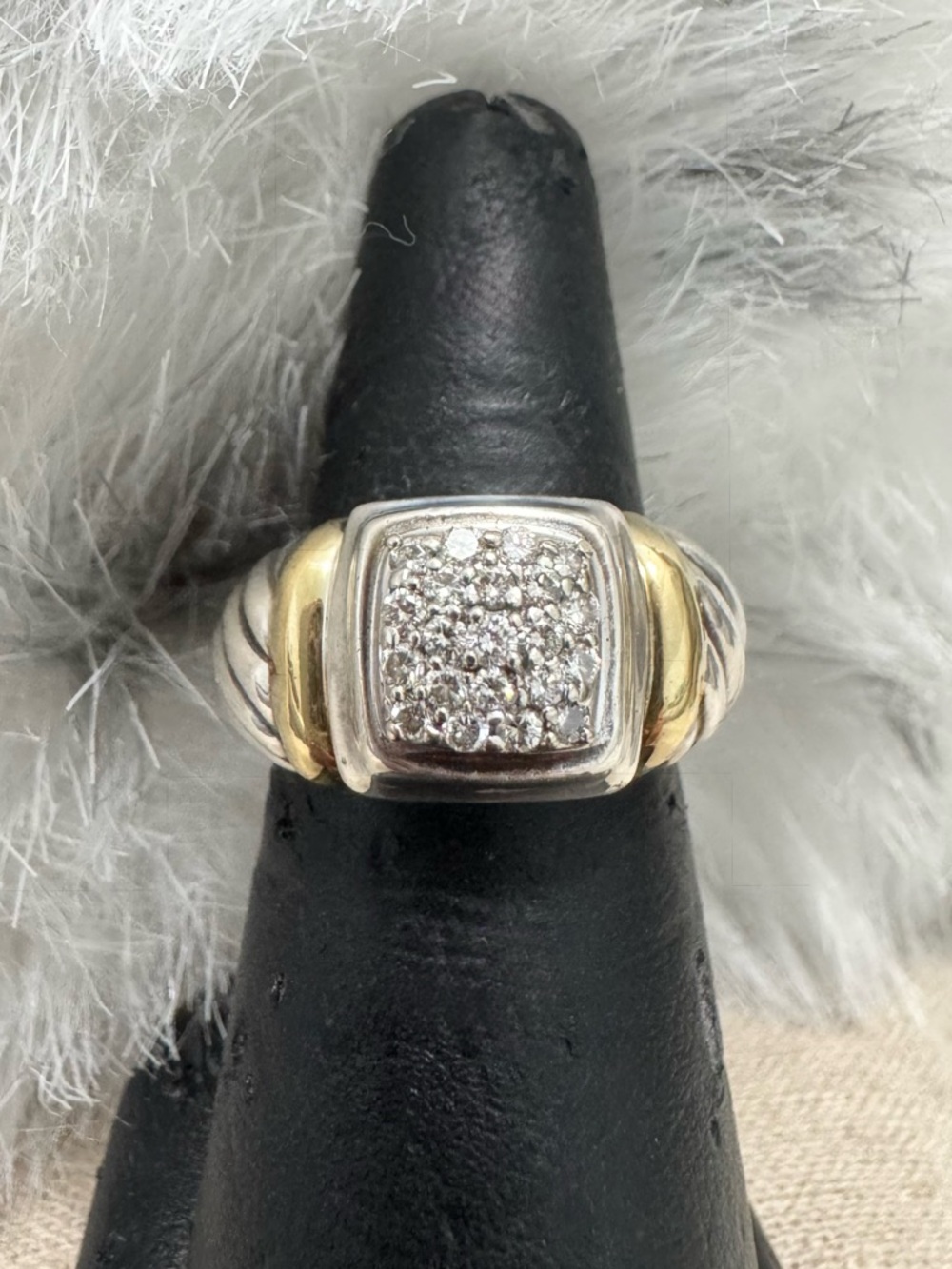 David Yurman .925 18K Diamond Cable Band Ring
